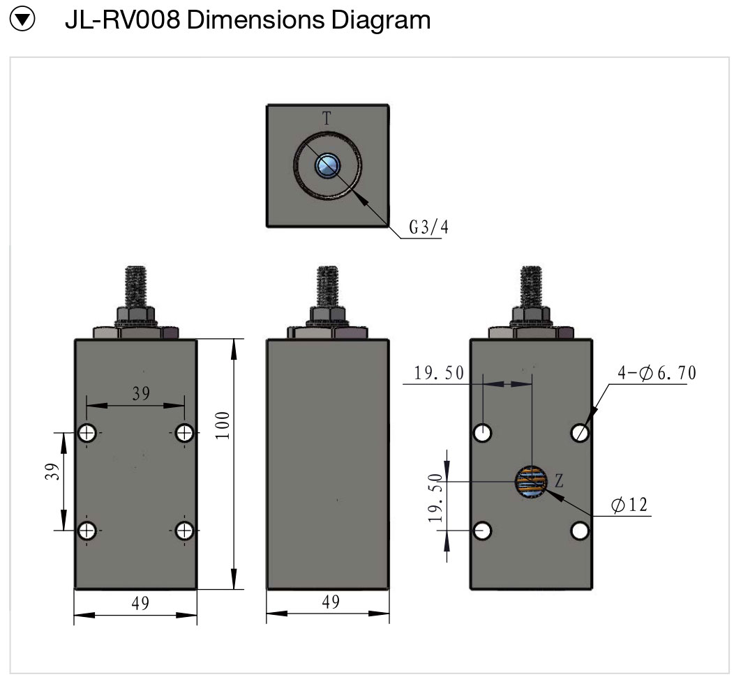 RUPTURE VALVE JLRV0014-0.75C/JLRV008